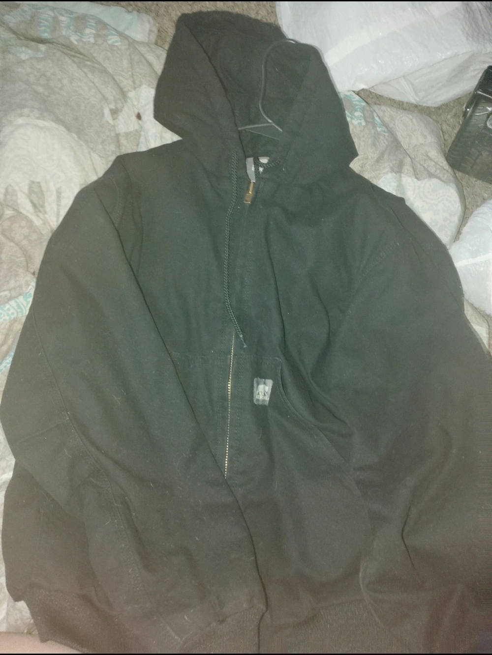Men's Black Hooded Berne Zip-Front Jacket